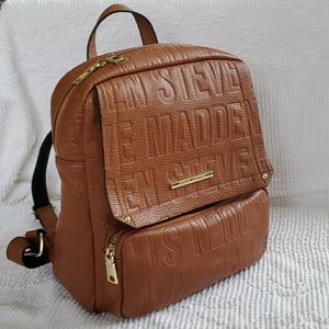 STEVE MADDEN brown leather mini backpack